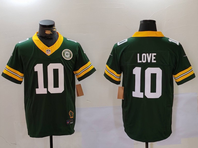 Men Green Bay Packers #10 Love Green Throwback 2024 Nike Vapor Limited NFL Jersey style 9121->indianapolis colts->NFL Jersey